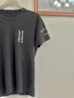 thumbnail for Rare Chrome Vintage Tee Special Threaded Fabric Sanskrit Roll Profanity Washed Distressed Short-Sleeve T-Shirt Unisex Happy Star Hearts