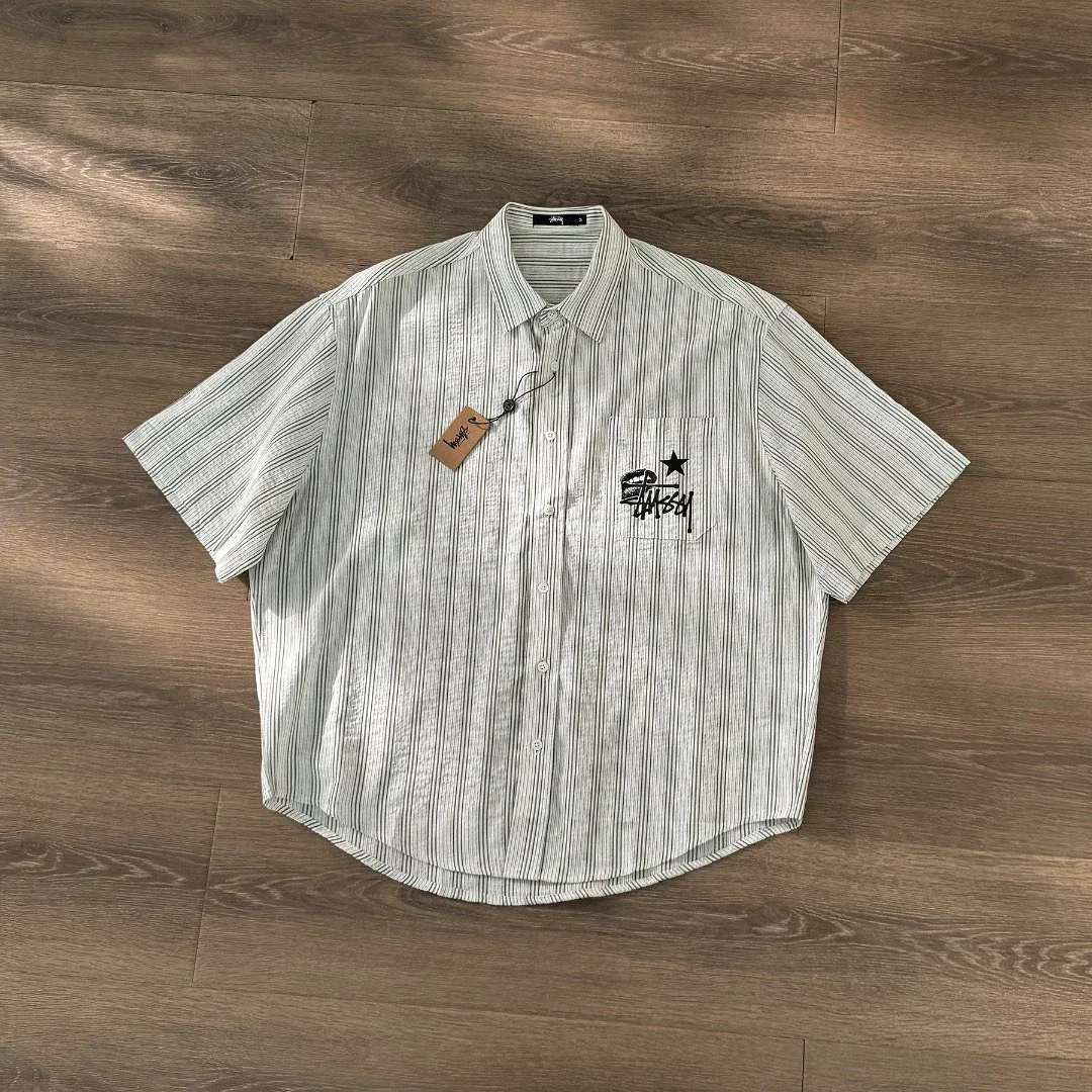 Original production Stussy Stussy spring and summer lightweight classic striped double-sided printed