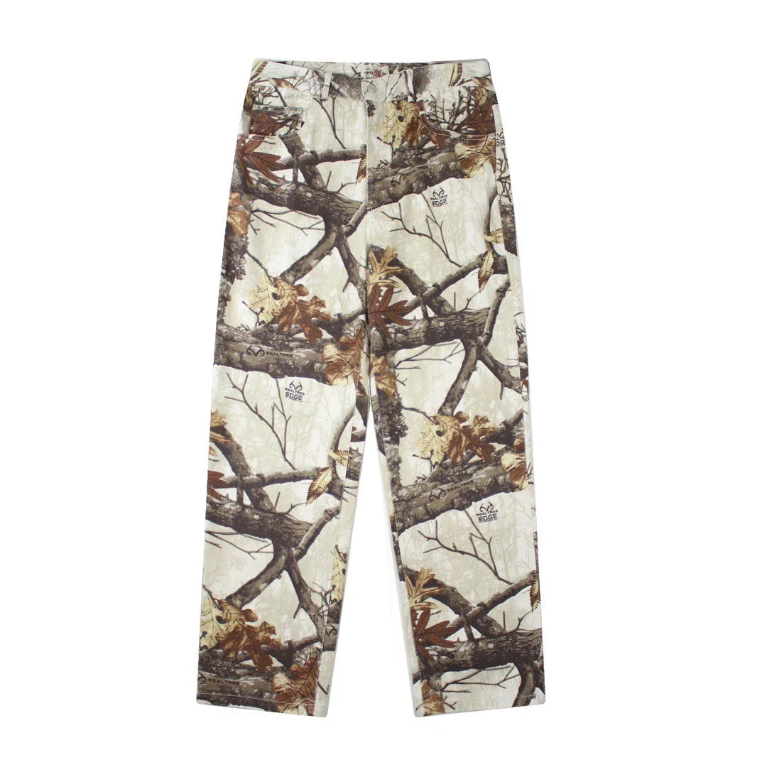 Stussy FW22 Stüssy Wang Jiaer's same style casual all-over printed pink maple leaf branches high-wai