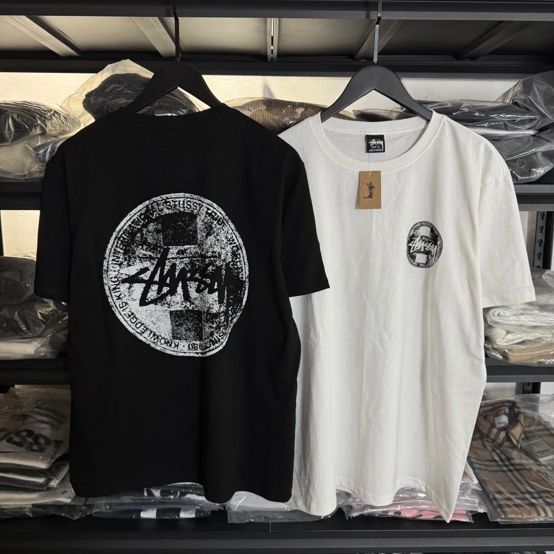 Original production Stussy SS24 DOT STAMP TEE round stamp round neck short-sleeved T-shirt. Uniform 