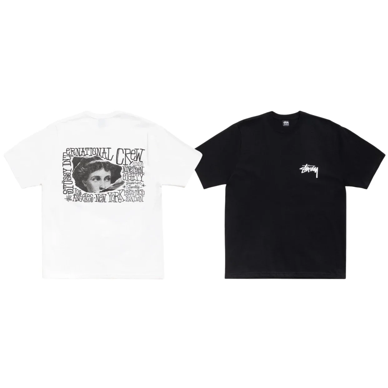 Original production 26SS STUSSY classic European retro series Queen Victoria printed couple round ne