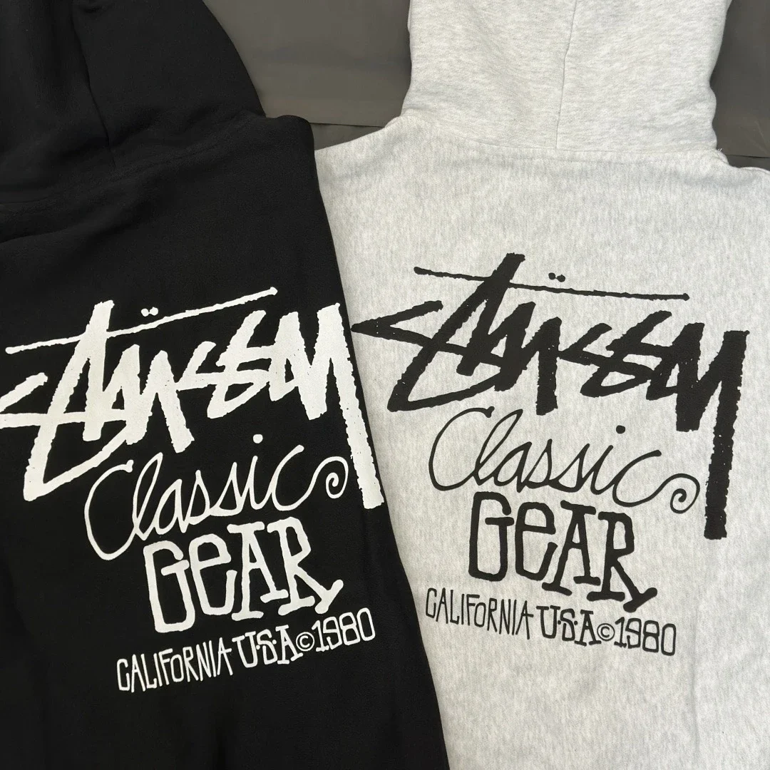 ** Stussy 25ss California print hoodie, loose fit, thin velvet lining, complete packaging stickers, 
