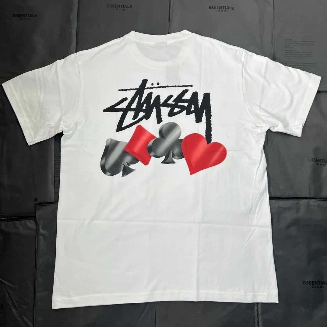 Original production STUSSY playing cards new pattern round neck printed short-sleeved STUSSY origina