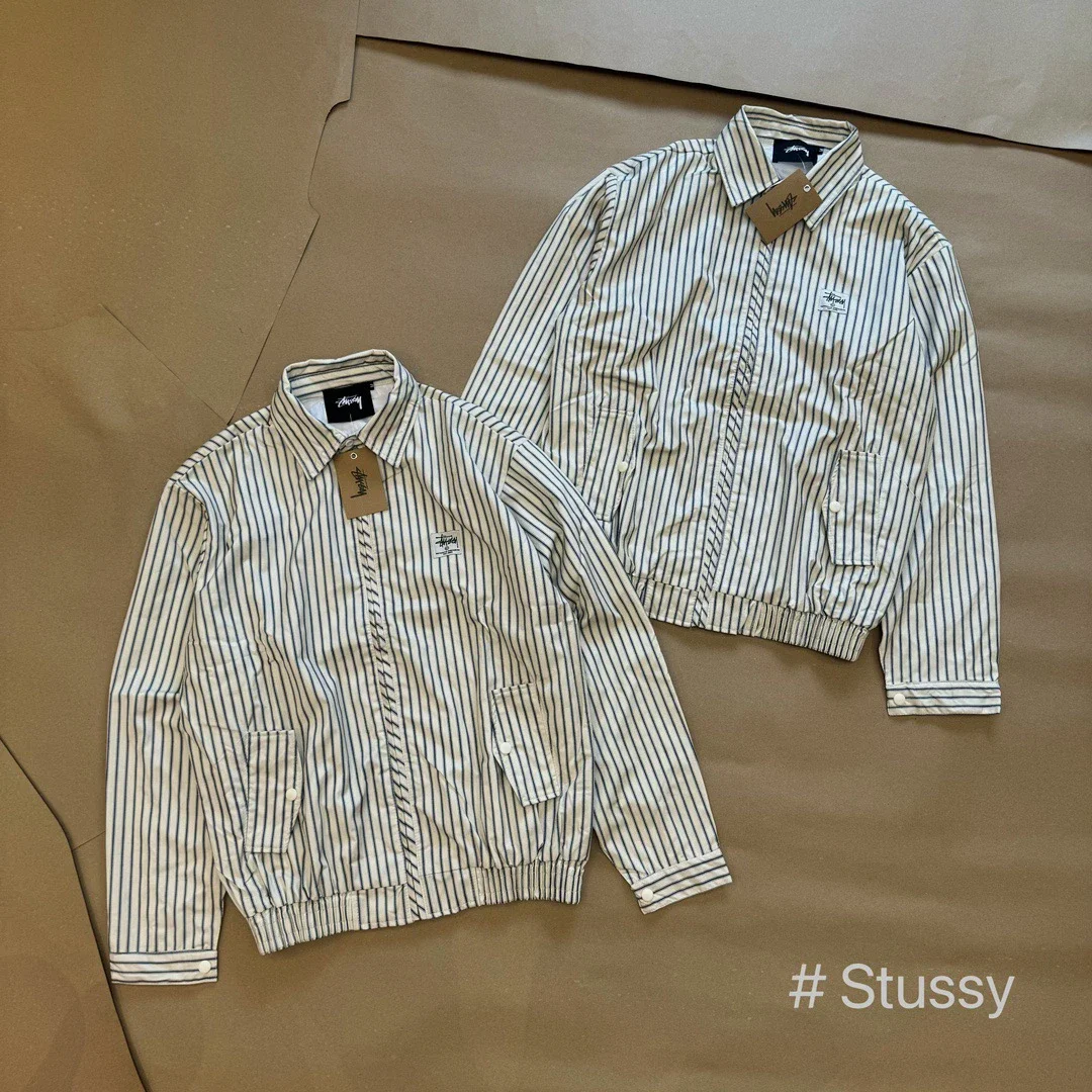 Original production 25SS Stussy Stussy Classic Retro Series Retro Vertical Striped Long Sleeve Jacke