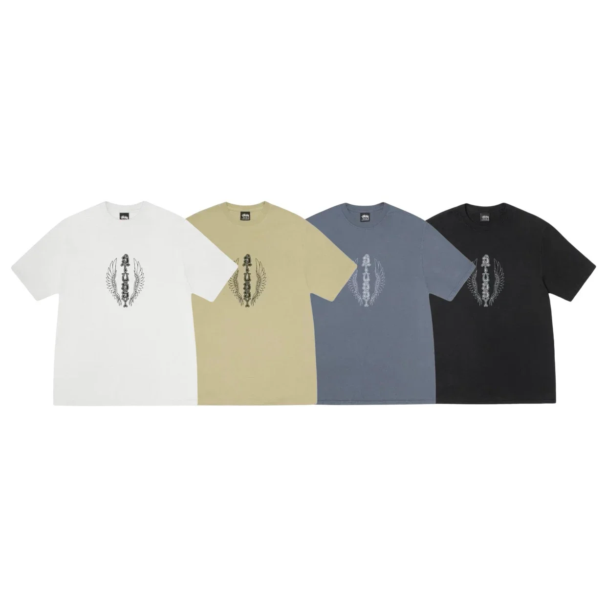 Original production 26SS STUSSY Retro Series Trendy Wings Printed Couple Round Neck Short Sleeve T-s