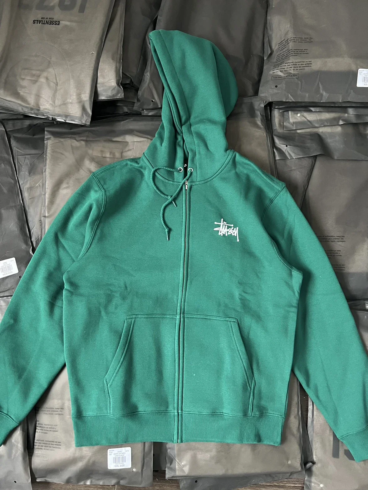 **Made in ** Stussy logo letter classic series new pattern printed zipper sweatshirt hoodie Stussy o