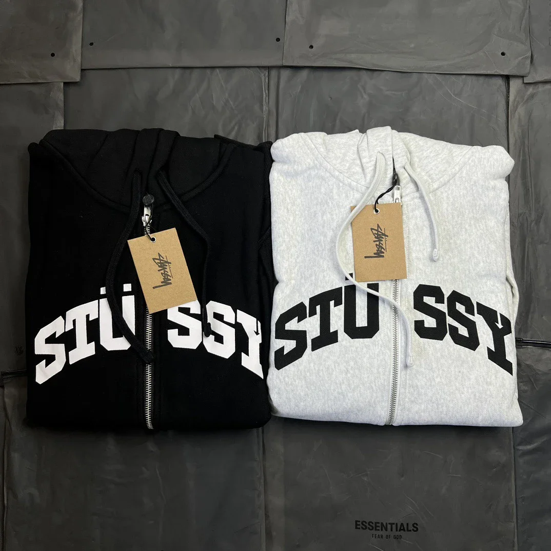 ** Stussy logo letter classic series new pattern printed zipper sweatshirt Stussy originated from th