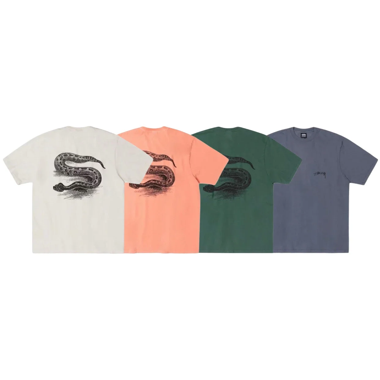 Original production 26SS STUSSY Animal Series Classic Python Printed Couple Round Neck Short Sleeve 