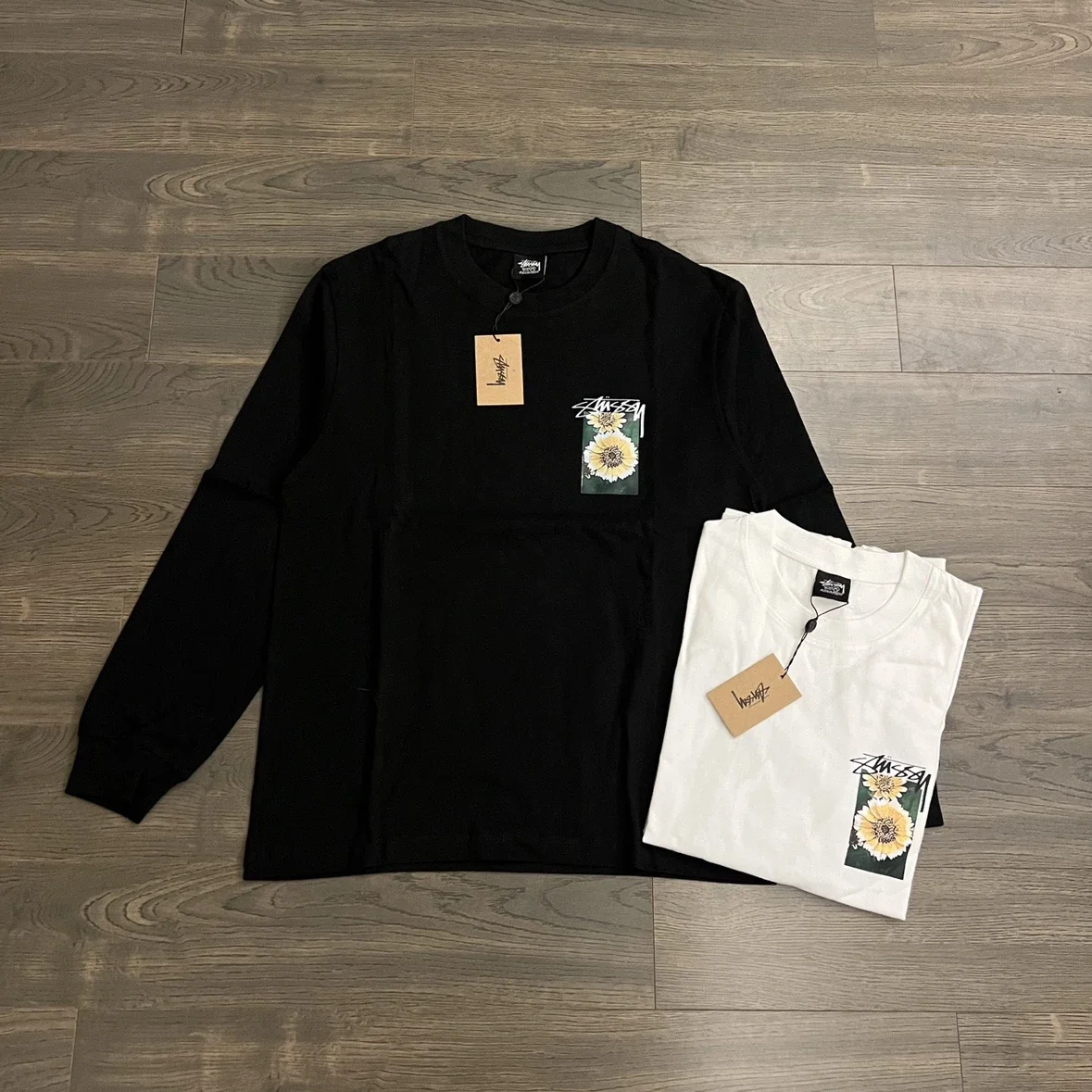 Original production SS26 Stussy floral new pattern round neck printed long sleeves Stussy originated