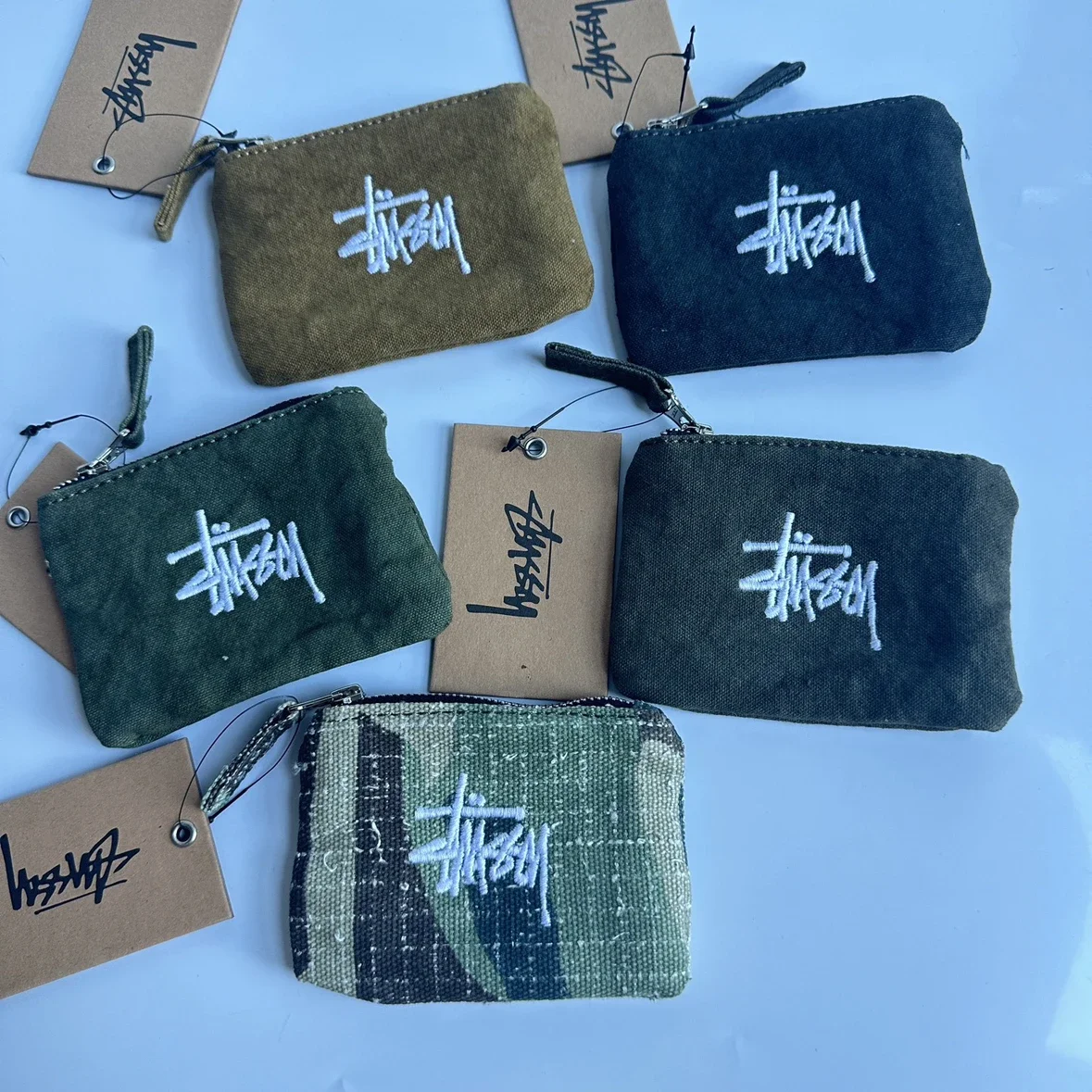 Original order 26SS Stussy Stussy Classic Retro Series Classic LOGO Embroidered Zipper Coin Purse Ca