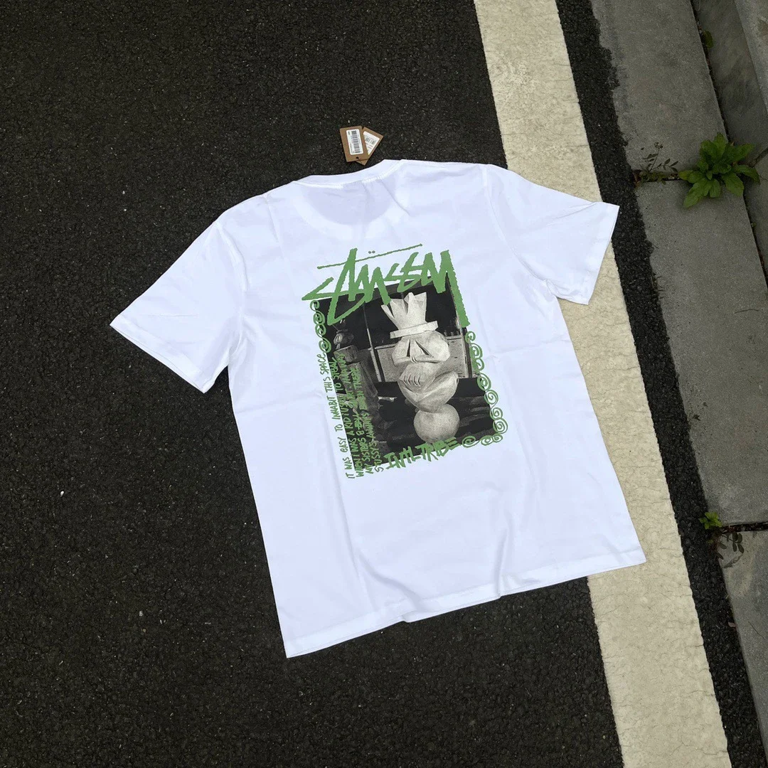 Original manufacturing STUSSY TEE new artwork statue printed men's and women's short-sleeved T-shirt