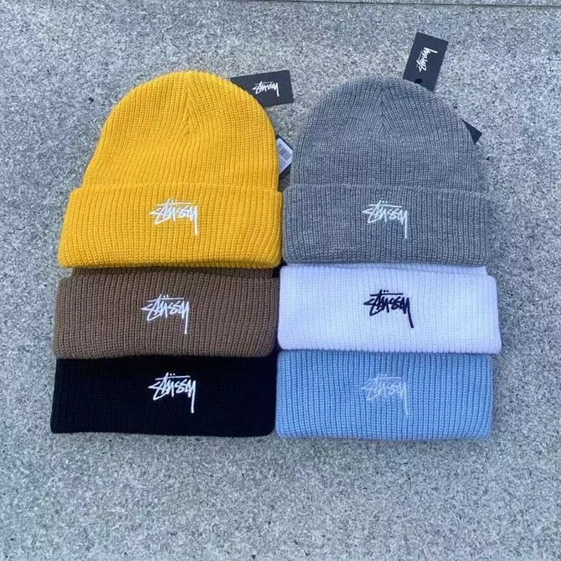 Original production STUSSY SS25 knitted fleece hat cold hat 6 colors, black, whi