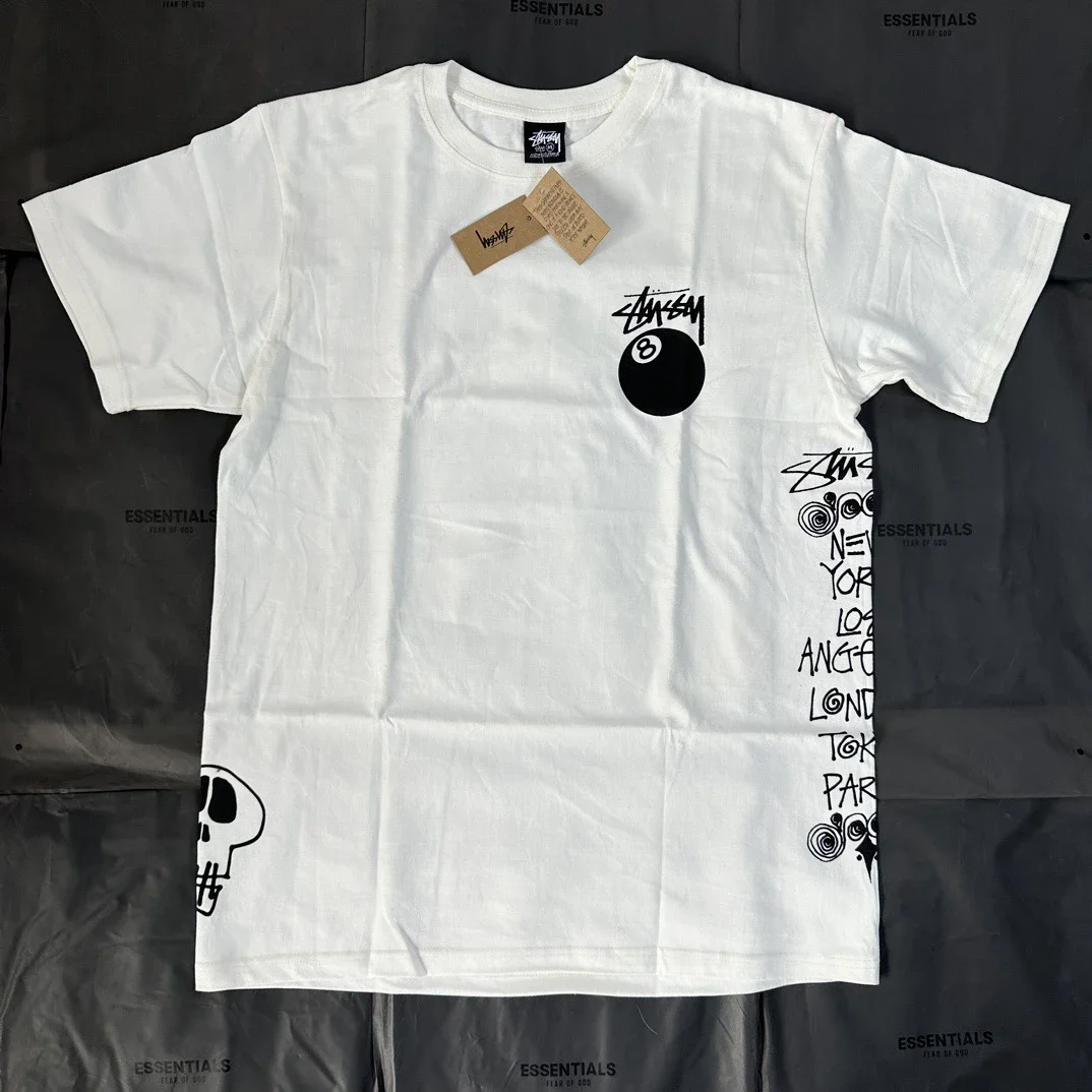 Made in ** Stussy color black 8 co-branded graffiti new pattern round neck printed short-sleeved Stu