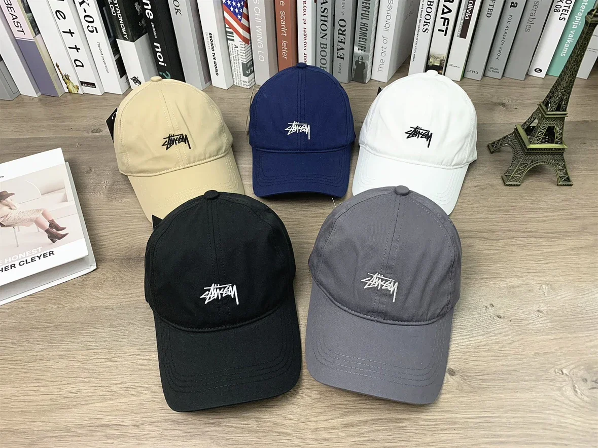 Stussy SS25 classic retro cursive small label embroidered logo peaked cap sun ha