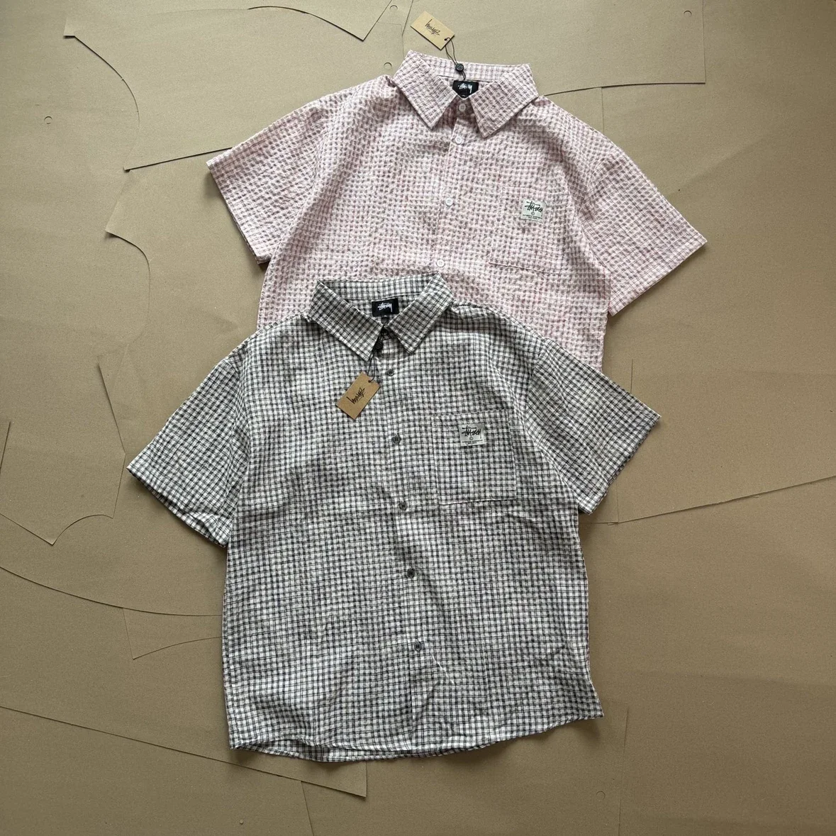 Original production 26SS STUSSY phone pattern letter logo printed couple round neck short-sleeved T-