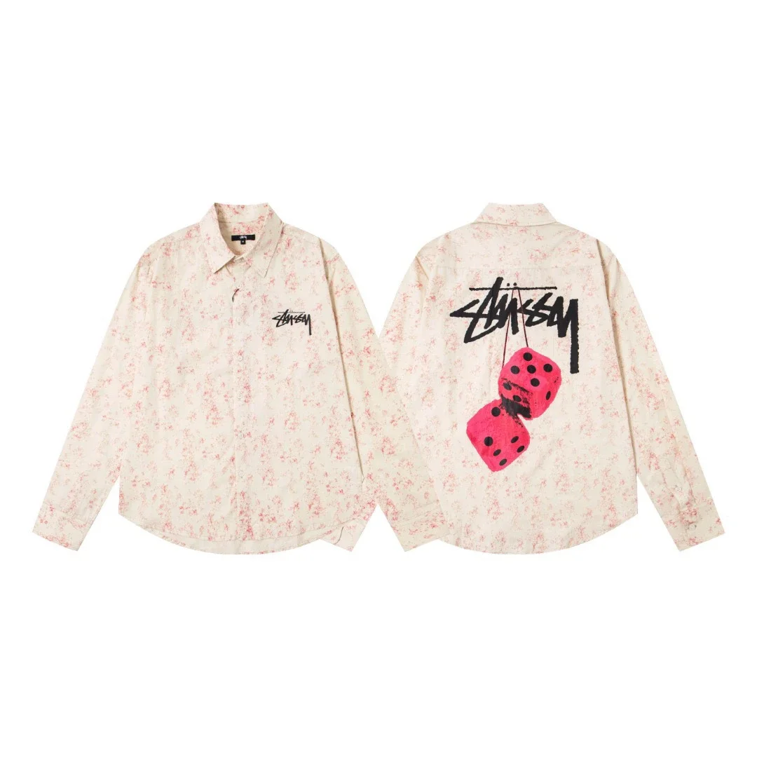 Original manufacturing 25SS Stussy Stussy dice series Fuzzy Dice Tee pattern printed American retro 