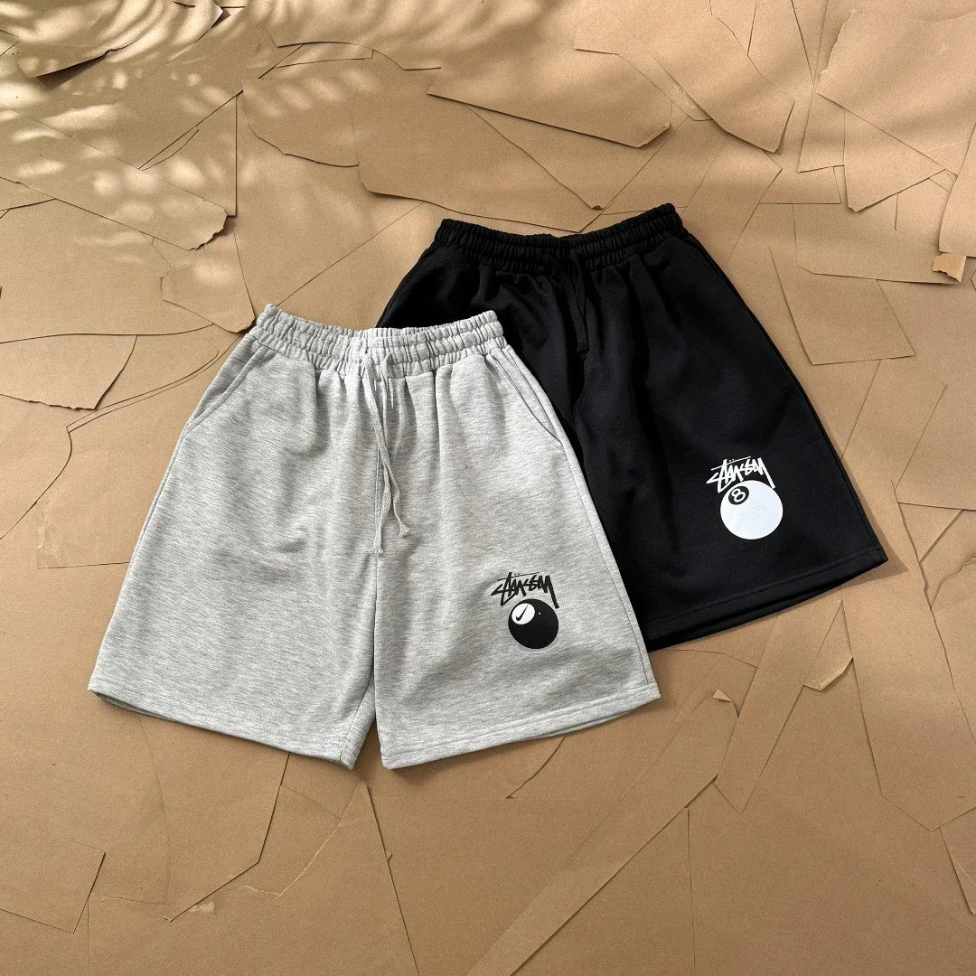 Original production Stussy Stussy Classic Black Eight Billiards Series Logo Printed Five Quarter Sho