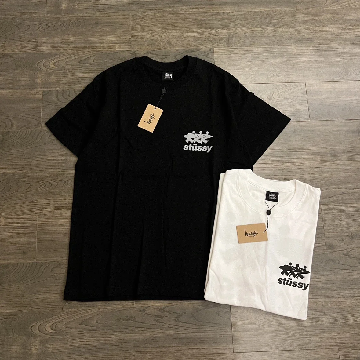 Original production 26SS STUSSY x CDG joint surfer letter logo print couple round neck short-sleeved