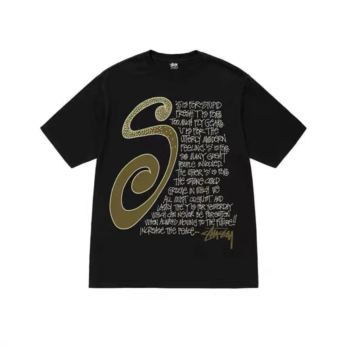 Original production STUSSY big S pattern new fragrance pattern round neck printed short-sleeved STUS