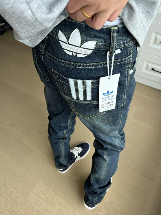 【In Stock Fast Shipping】Mackerel Independent Adidas Originals Jeans Clean Fit Style Washed Slight Flare Slimming Slim Long Pants Men