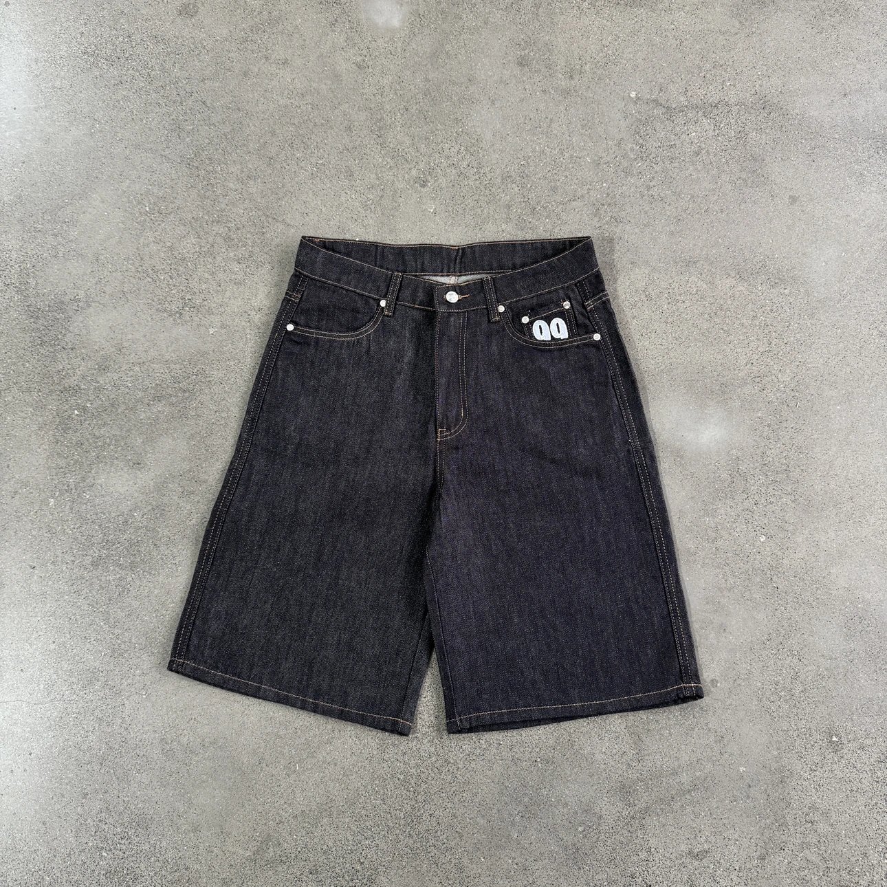 99b black denim shorts