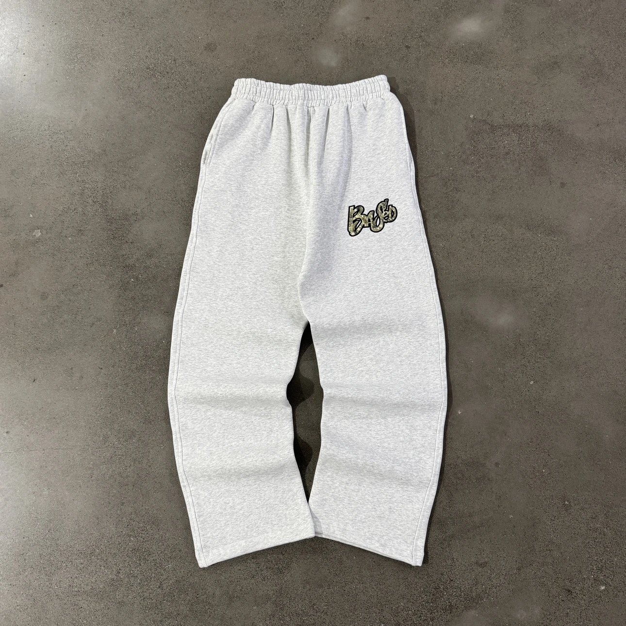 99B letter embroidered gray sweatpants