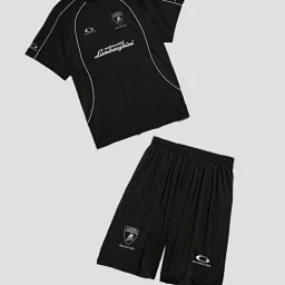thumbnail for ac 618 Benefits!#Satanmade Perfect Batch BA Lamborghini collaboration 25 SS Short-sleeve jersey and shorts set, featuring vibrant prints, breathable mesh fabric, custom-dyed stripes, and tailored trims.
