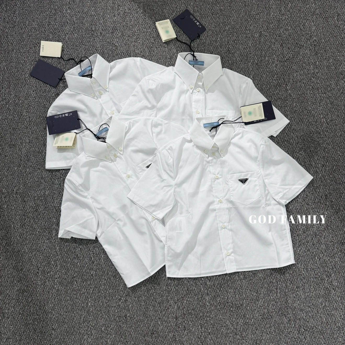 God Luxury Trend GODFAMILY | PR White Poplin Liquid Ammonia Fabric Classic Commuter Triangle Brand Women's Shirt