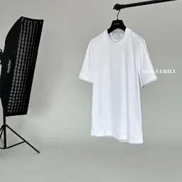 thumbnail for God Luxury Trend GODFAMILY | BC liquid ammonia silk gloss long-staple cotton-white gray patchwork fake two-piece short-sleeve T-shirt