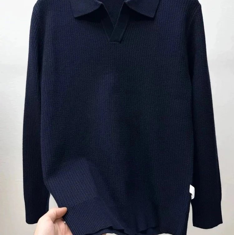 Loro Piana Cashmere V-Neck Sweater Navy