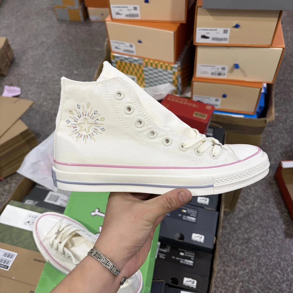 现货高版本 奶油小头 双围条 软蓝底 正确细节 Converse 1970s  匡威帆布鞋 Converse Chuck 70 SEASONAL 匡威高帮 男女同款 日月星辰