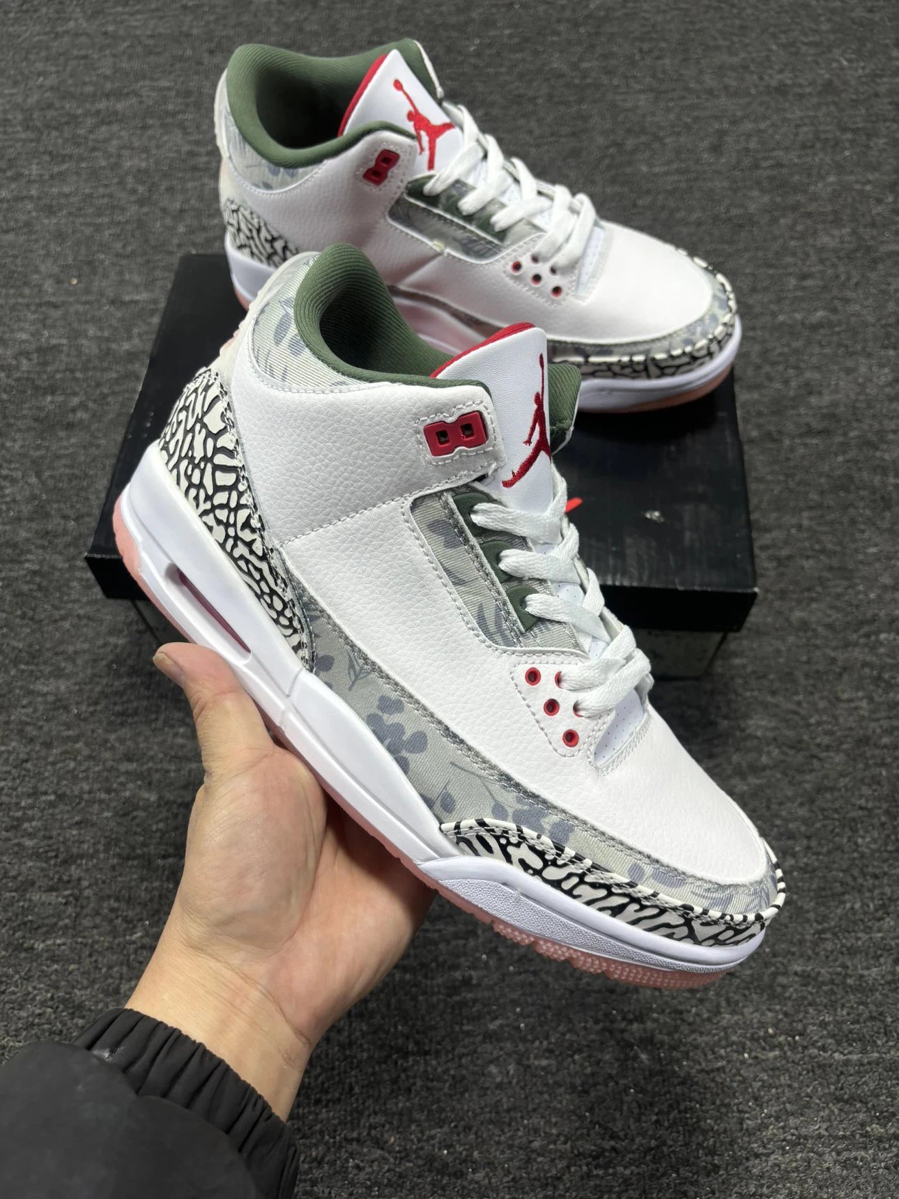 Nike AJ3 White Green Crackle Basketball Shoe