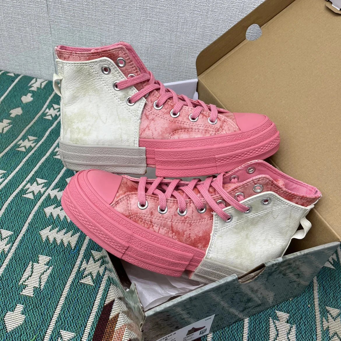Converse 1970s Pink White Deconstructed High Canvas Shoes