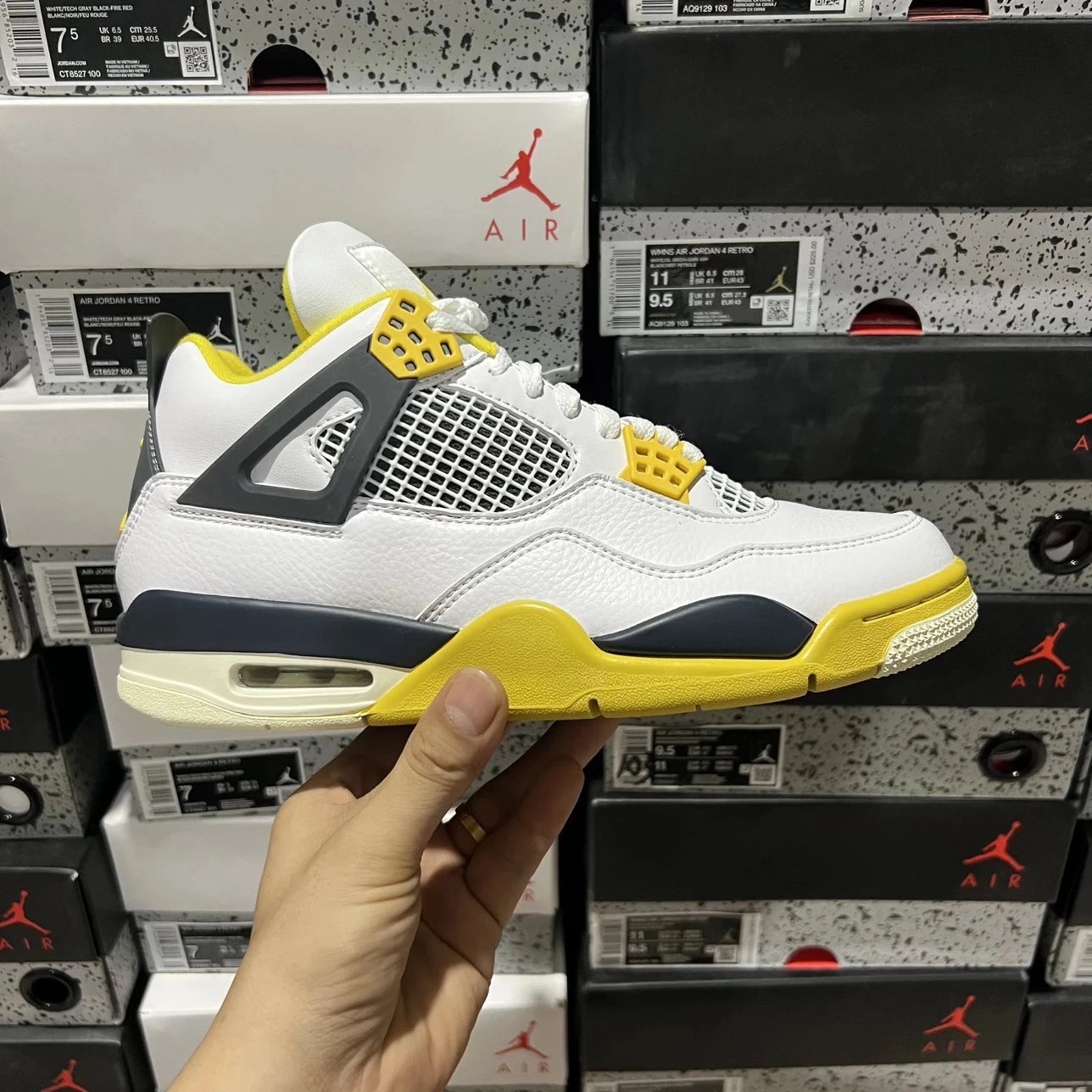 Nike AJ4 White Yellow Black Red