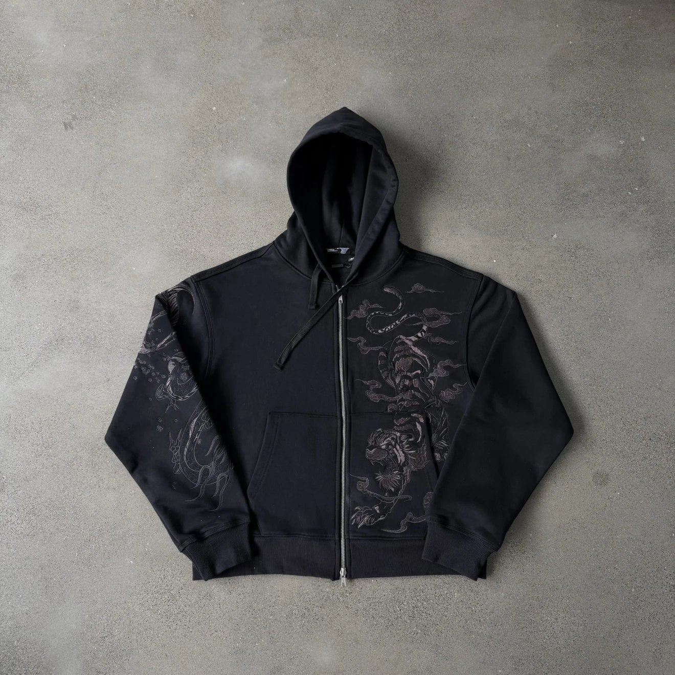 DS Tiger Embroidered Zipper Hoodie