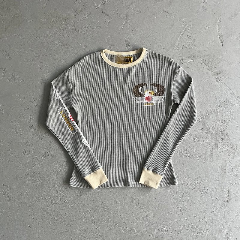 59¥ Eagle Print Waffle Long-sleeve-Light Gray