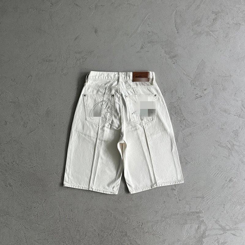 215¥denim shorts jeans-White