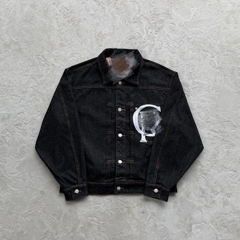 265¥Crest Chainstitch Denim Jacket -Washed Black