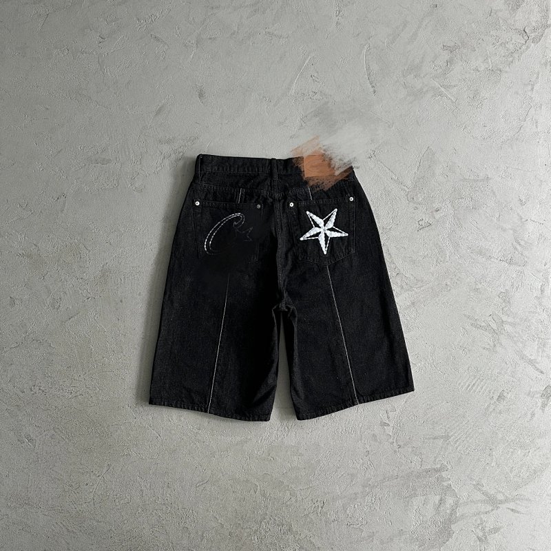 215¥denim shorts jeans-black