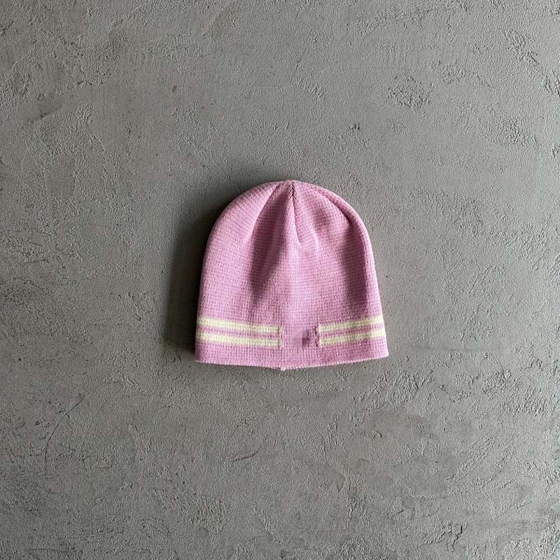 39¥ knit stripe beanie -pink