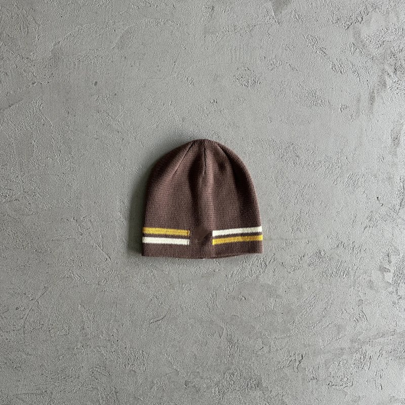 39¥ knit stripe beanie -brown