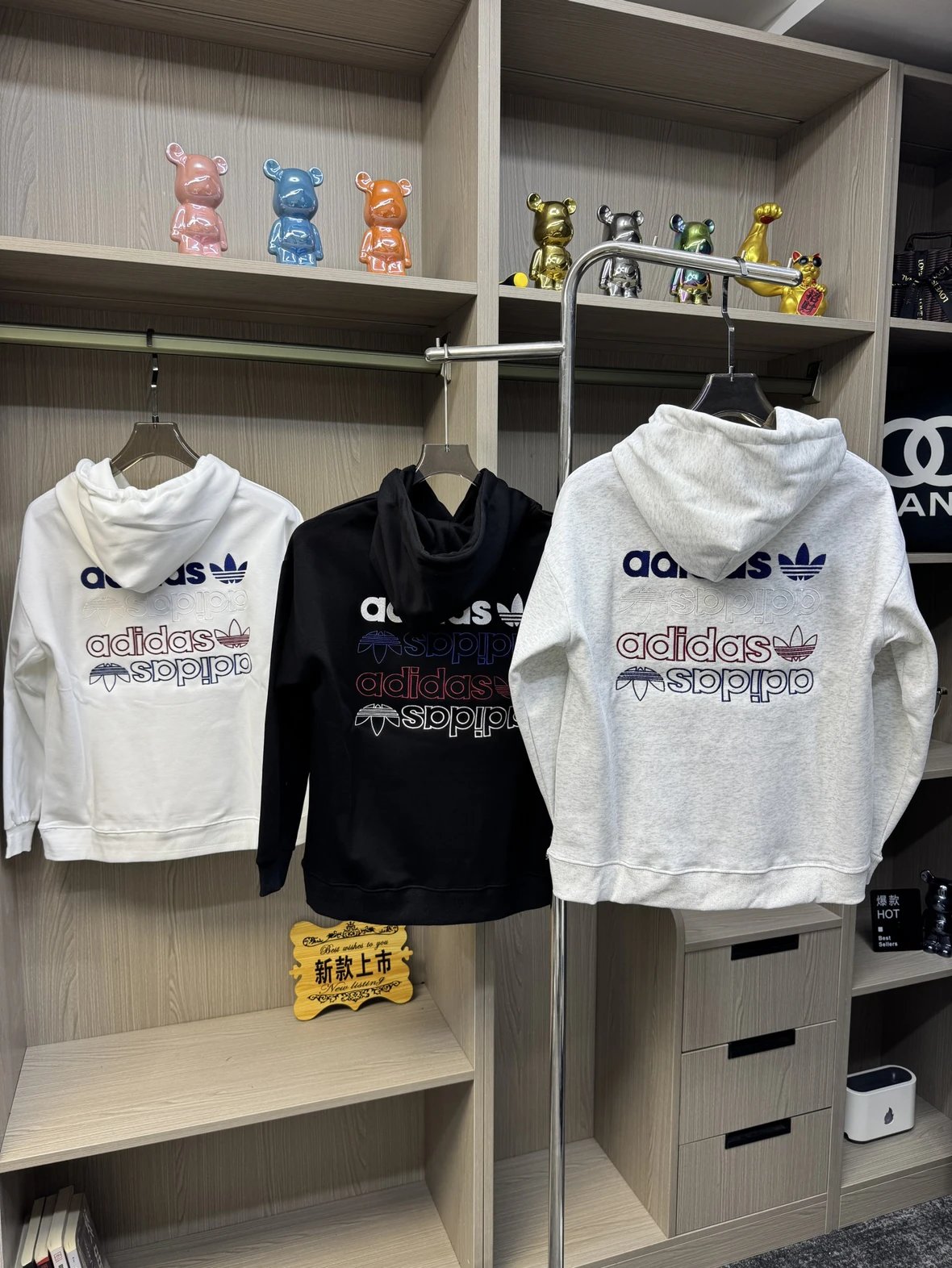 In Stock Ready to Ship Junjie Independent Adidas Back Label Embroidered Hoodie Pure Cotton High Version with All Three Tags Complete Different from Cheap Versions