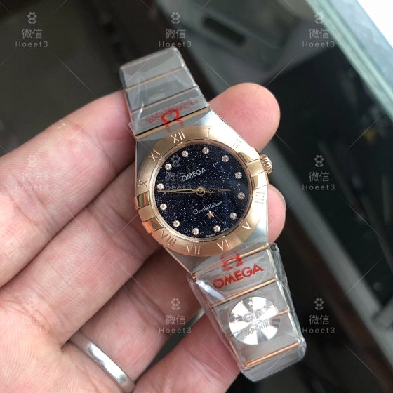 GF Factory Constellation Series 25mm Swiss Quartz Movement Starry Blue Dial Two-Tone Rose Gold