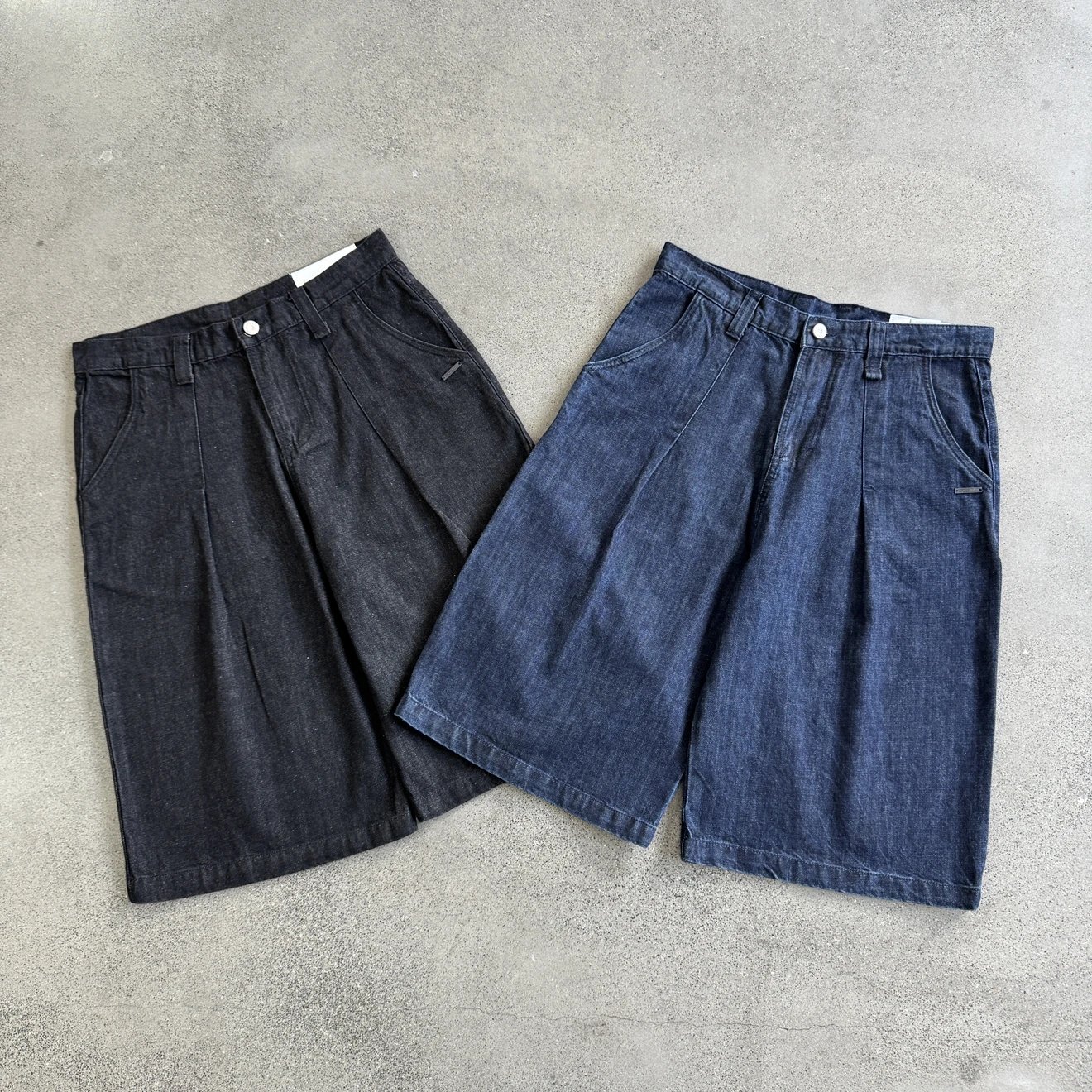 Solid Denim Shorts