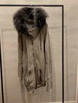 thumbnail for L.G.B Greyish White Hooded Parka Coat