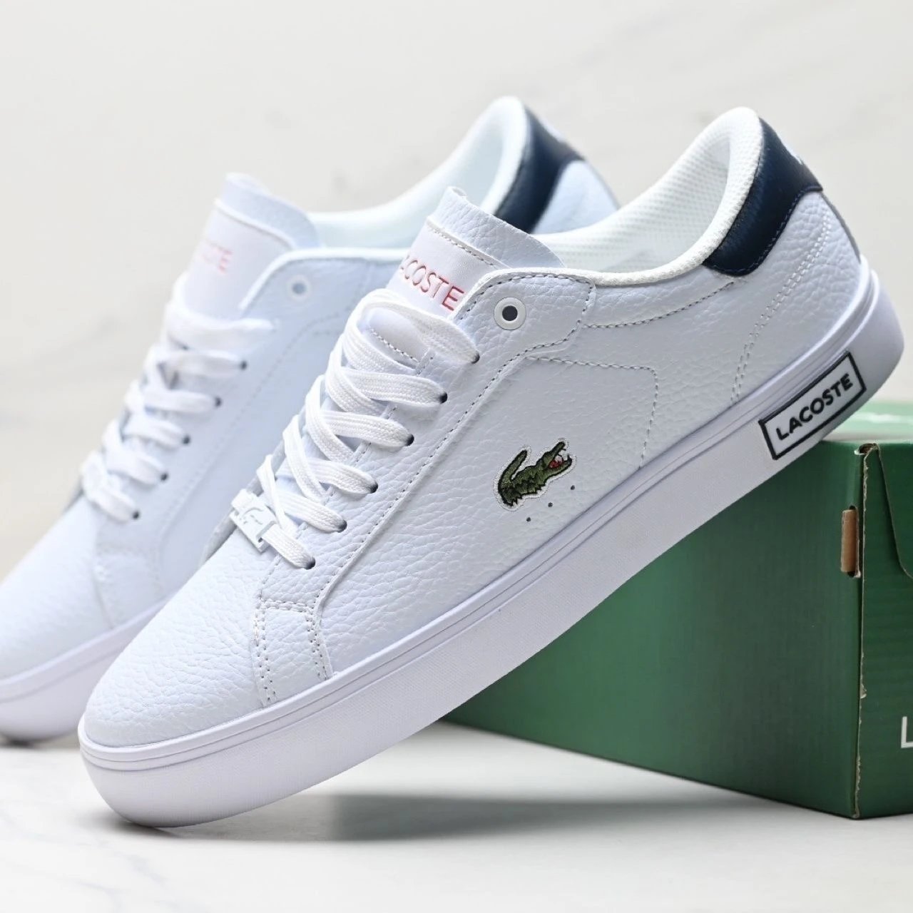 Lacoste Carnaby Evo White Navy Leather Sneakers - 1