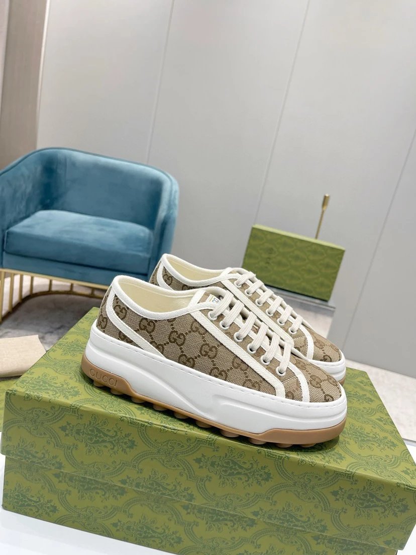 Gucci Rhyton Beige Monogram Canvas Sneakers