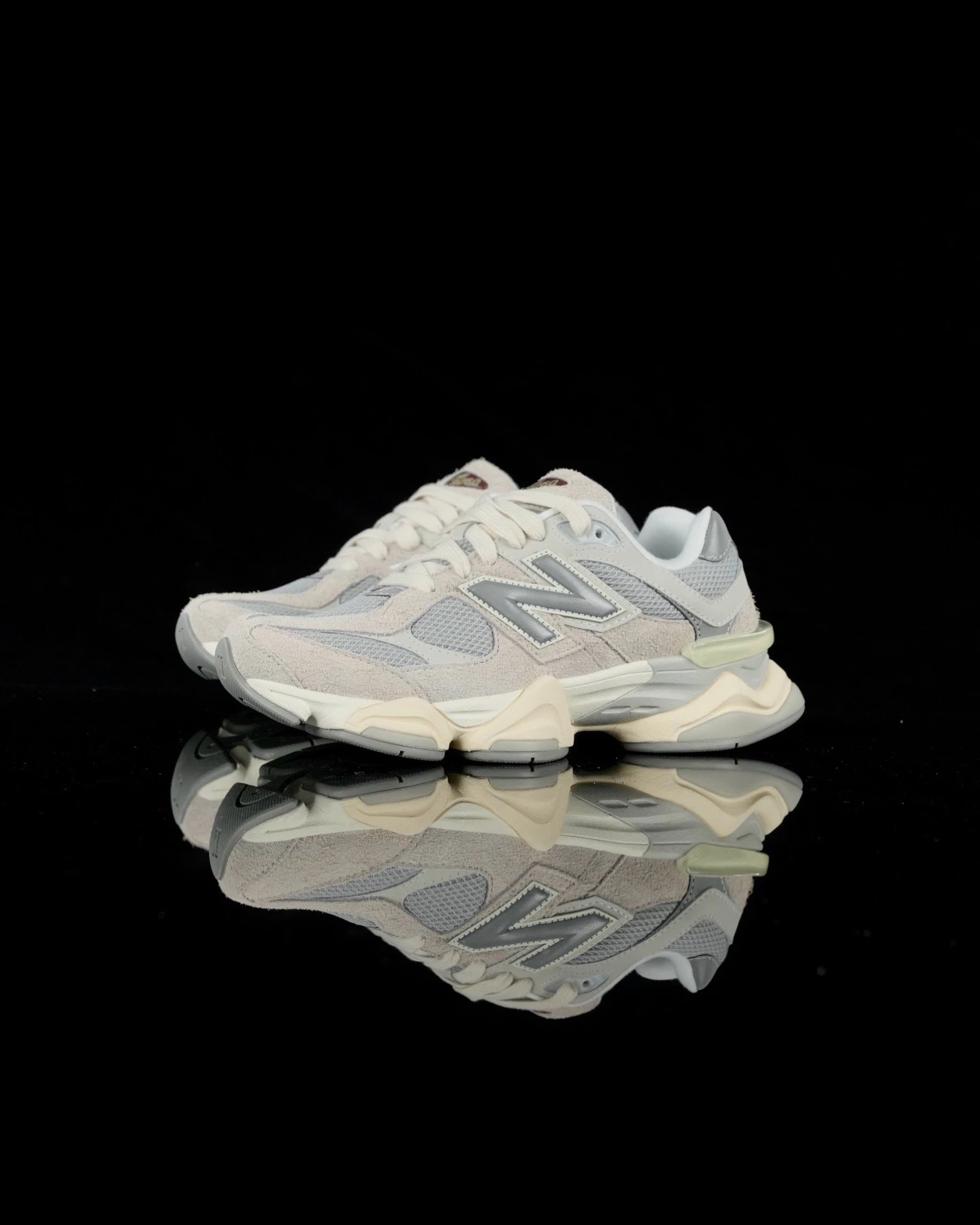 New Balance 9060 Light Gray and Cream Chunky Sneakers - 4