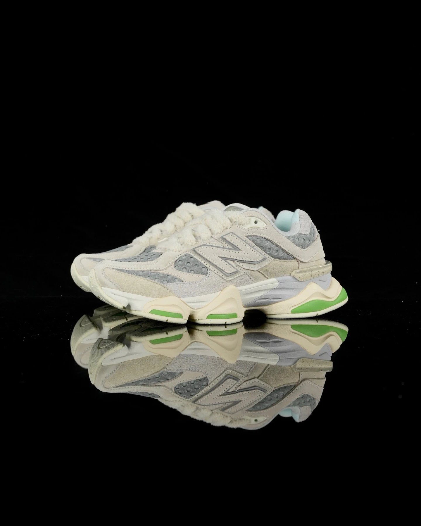 New Balance 9060 Light Gray and Cream Chunky Sneakers - 3