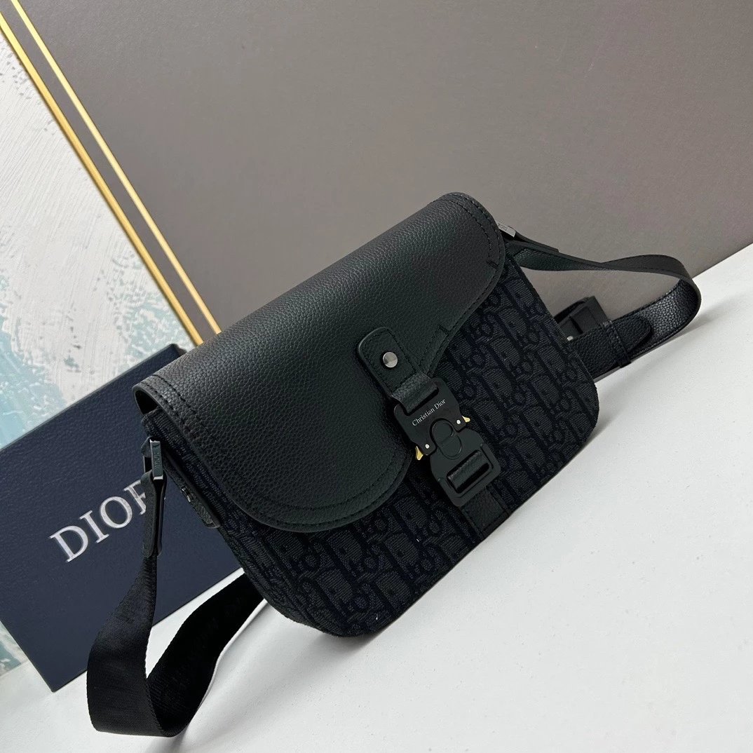 Dior Saddle Bag Oblique Monogram Blue Gray Crossbody Bag - 5